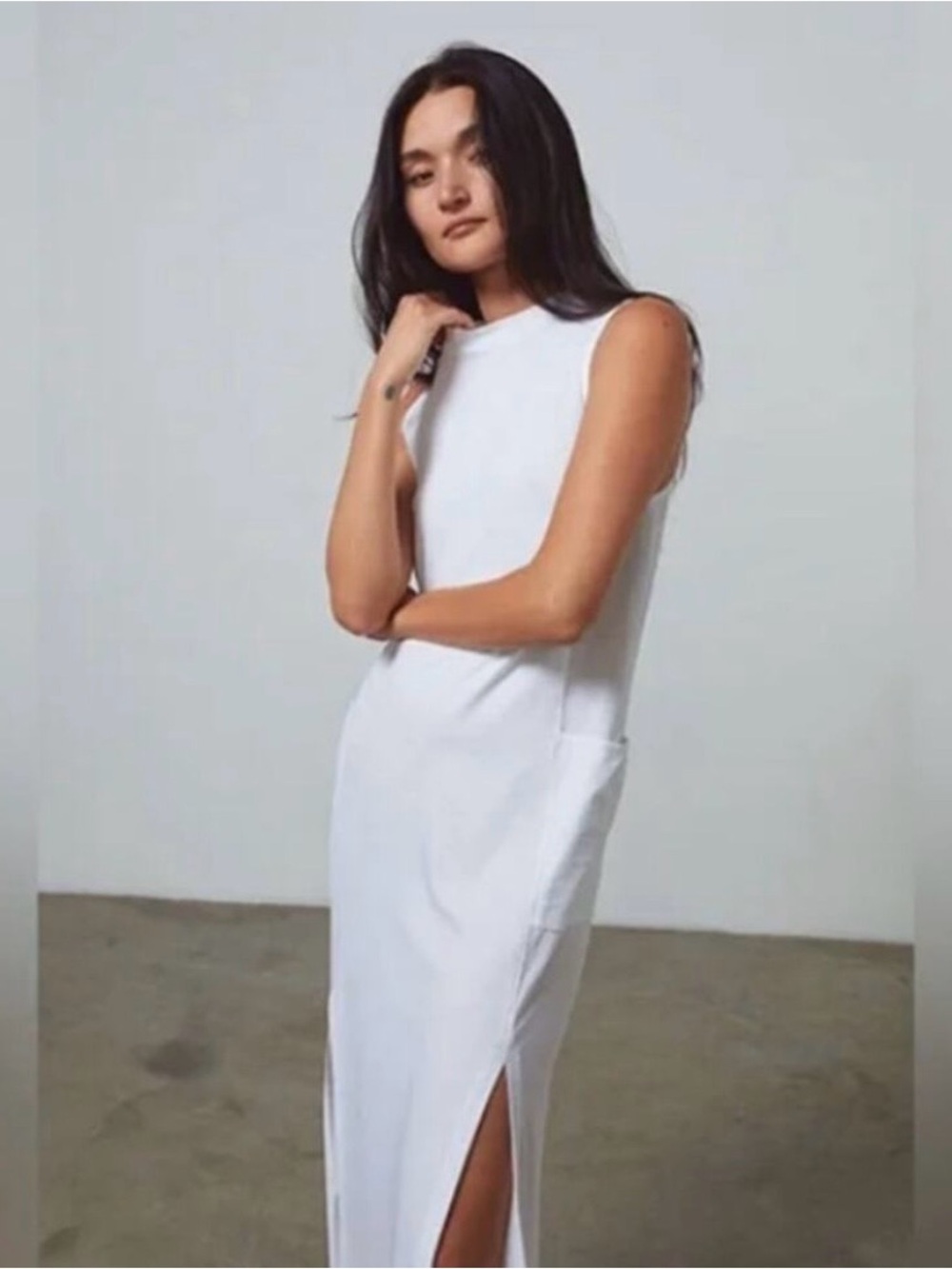 Lunya Sleeveless White Maxi Dress with Side Slits - Picture 2 of 9